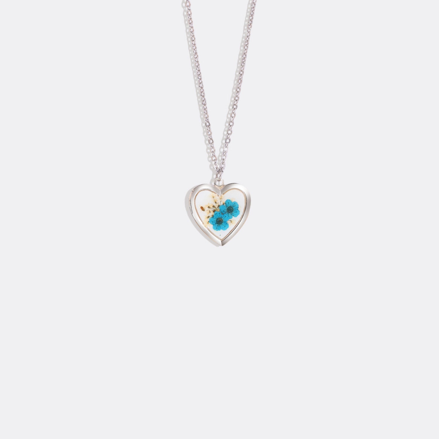 Medaglione a Cuore con Foto e Fiori Secchi Fatto a Mano