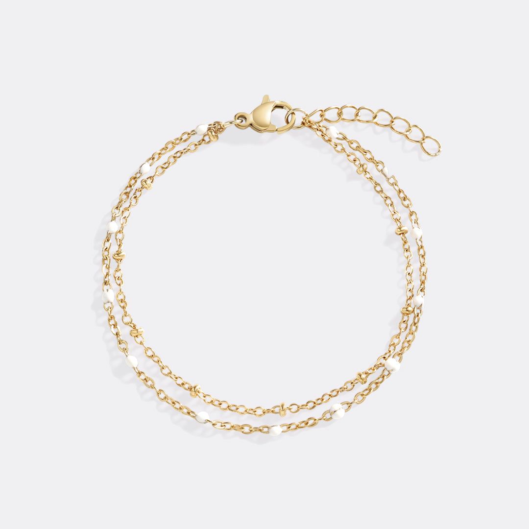 Bracciale Doppia Catena Delicata con Perline