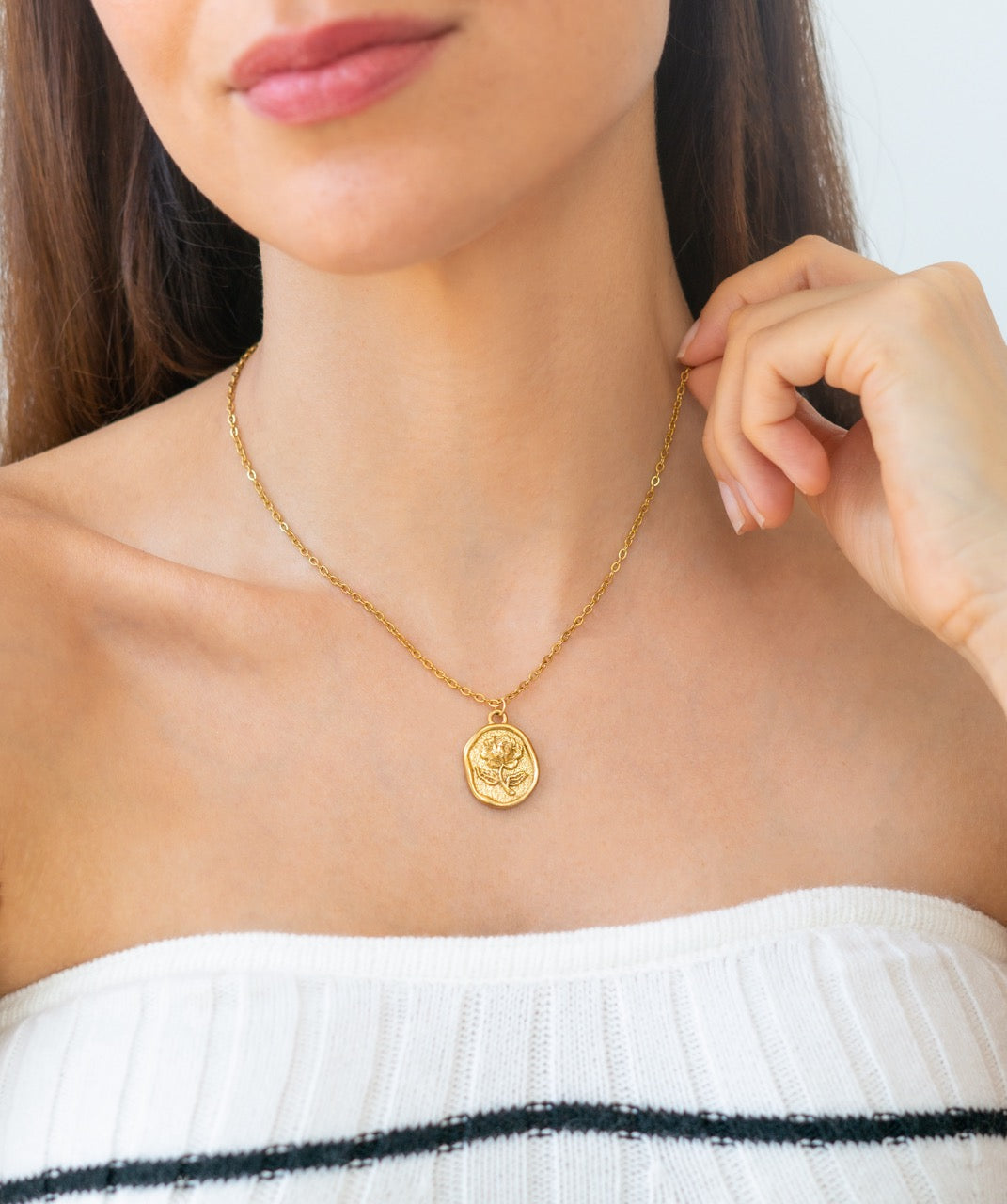 Collana Pendente Rosa Stampata