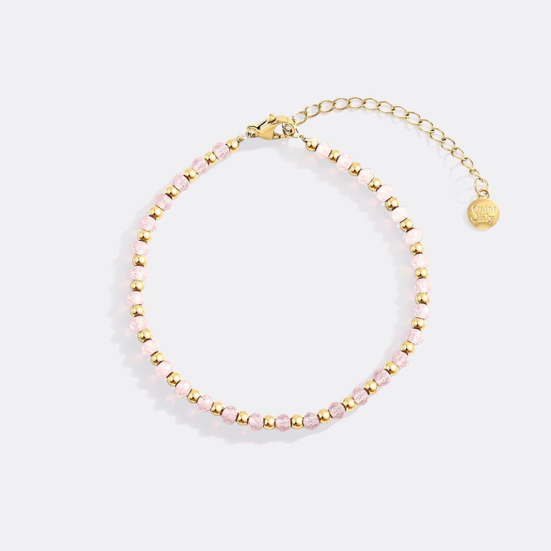 Geburtsstein- und Goldperlenarmband