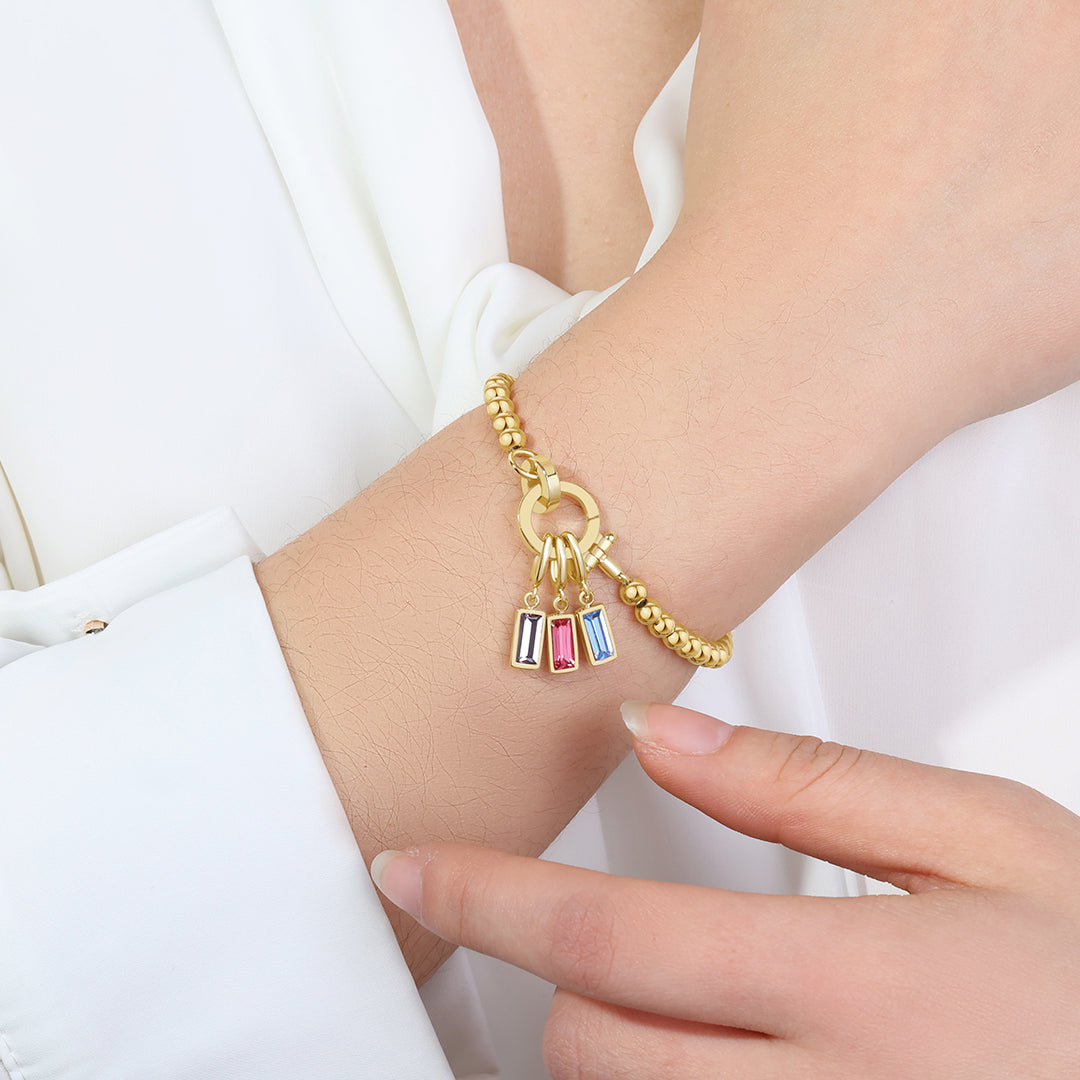 Minzfarbenes Perlen-Geburtsstein-Charm-Armband