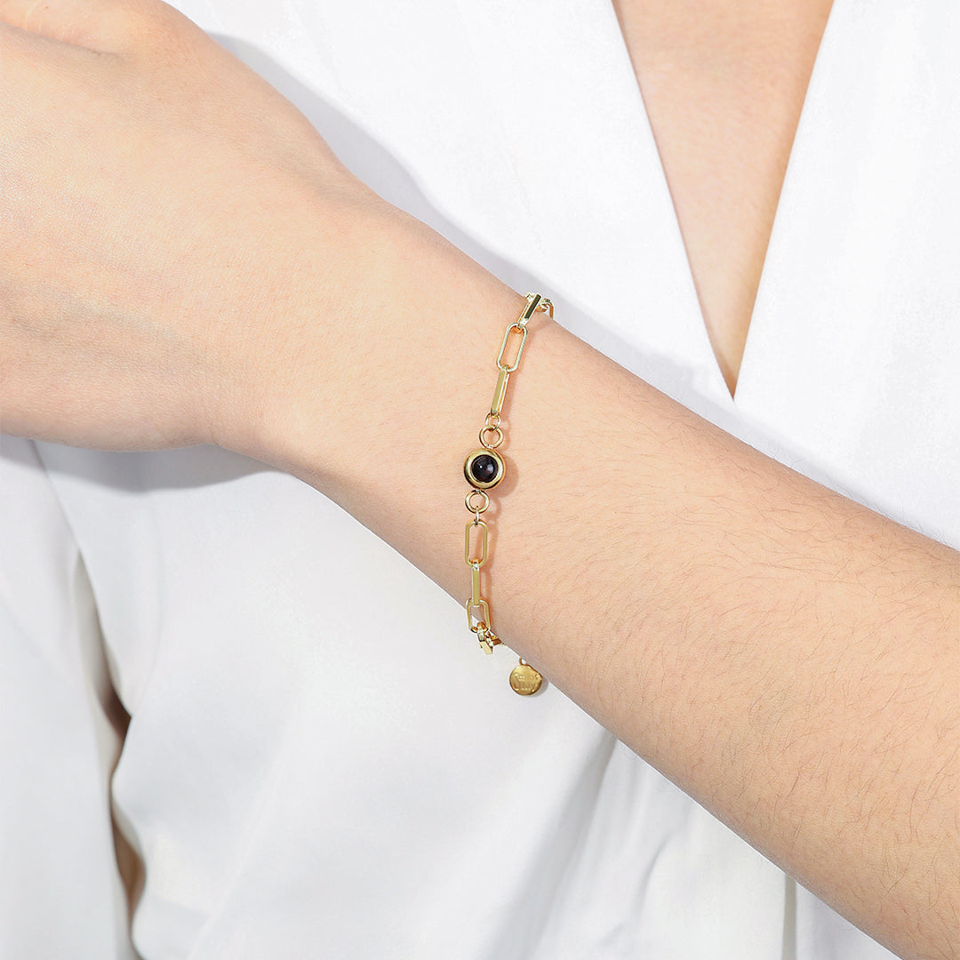 Fotoarmband mit Büroklammerkette