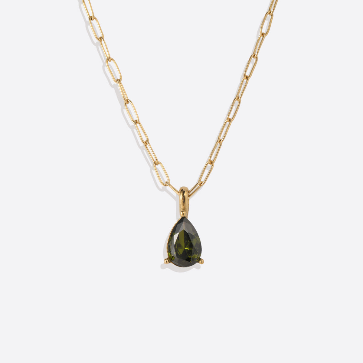 Geburtsstein-Anhänger-Halskette mit filigraner Paperclip-Kette