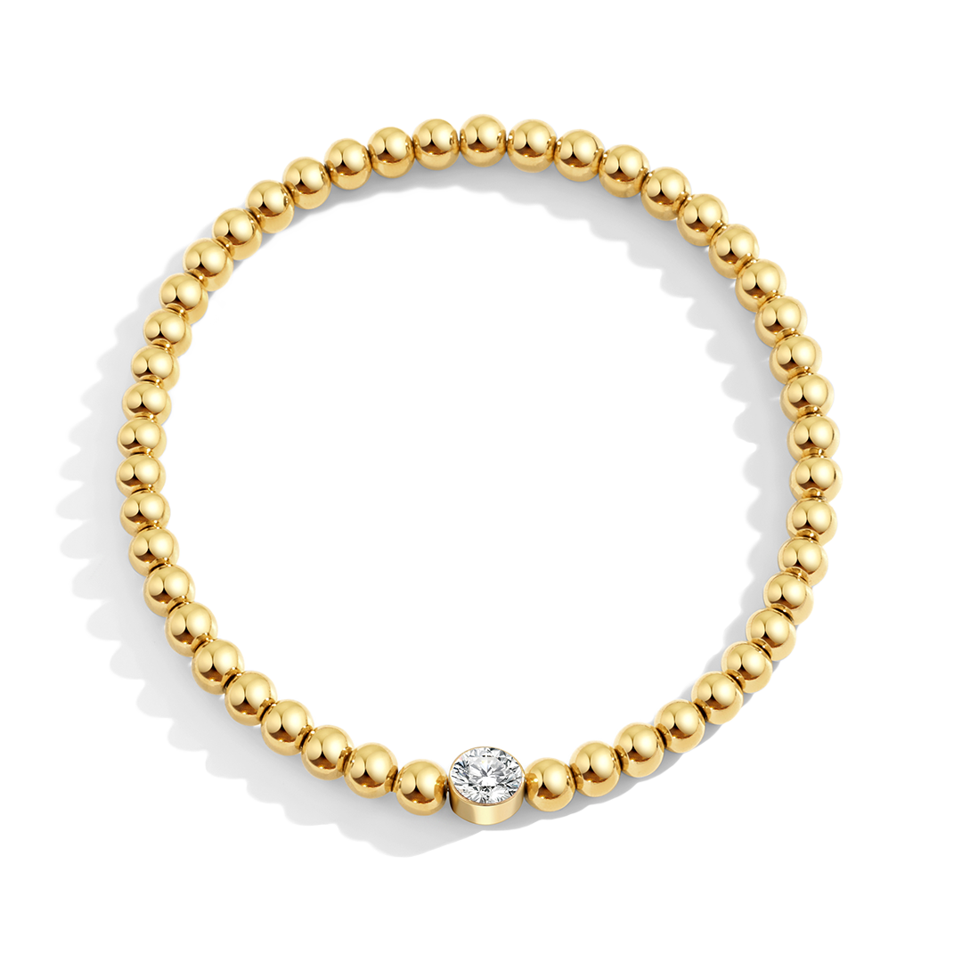 Vergoldetes Perlenarmband mit Geburtsstein
