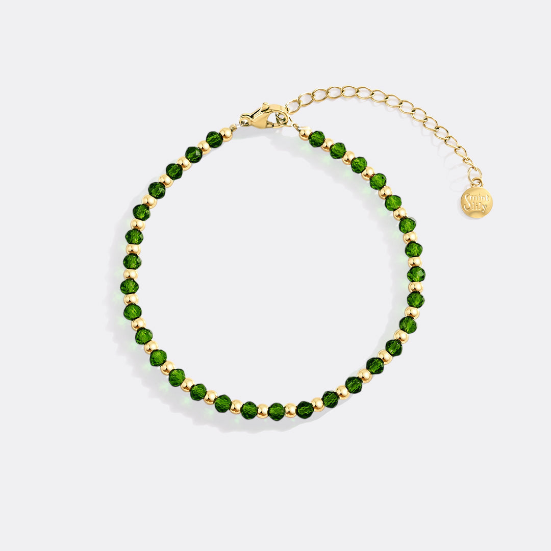 Geburtsstein- und Goldperlenarmband