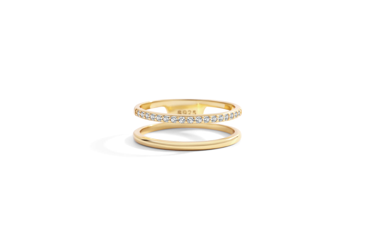 Double Band Pave Ring