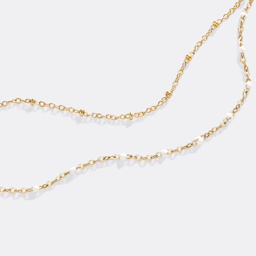 Bracciale Doppia Catena Delicata con Perline