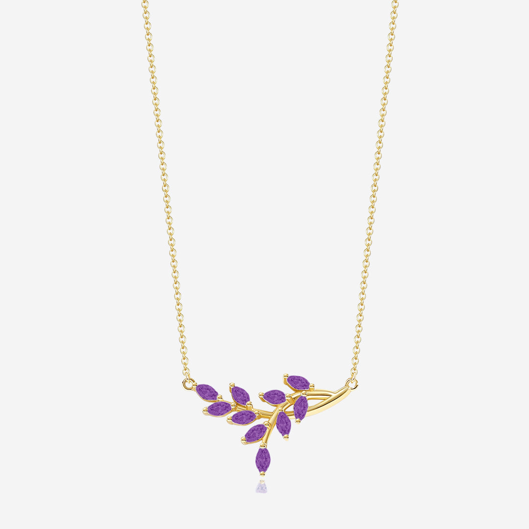 Collana pendente a foglia con pietra portafortuna