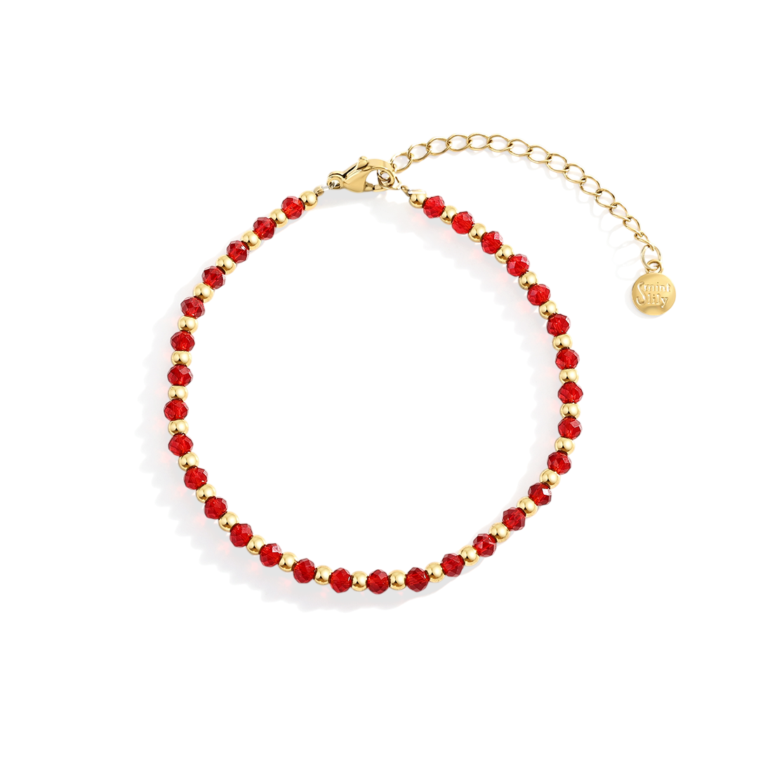 Geburtsstein- und Goldperlenarmband