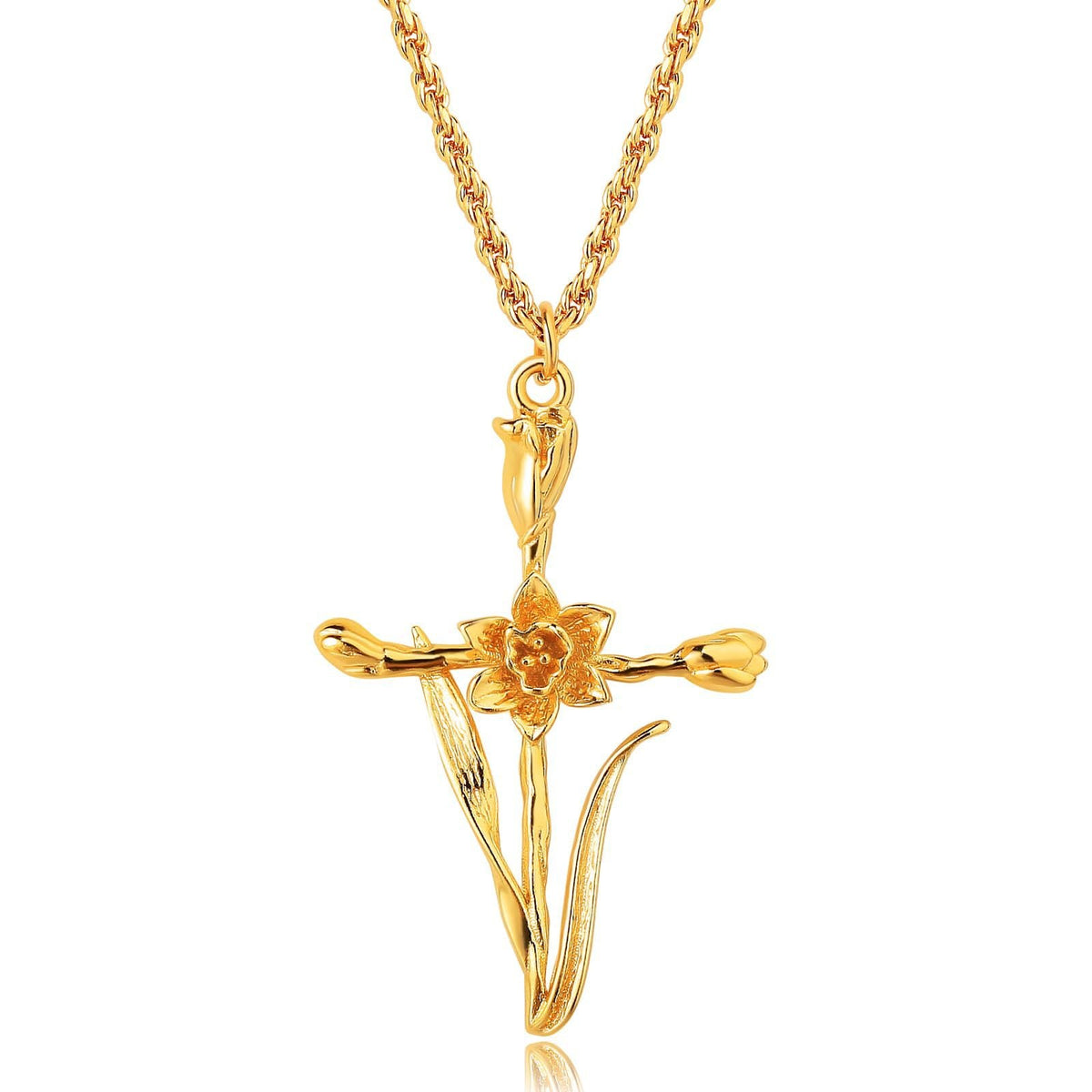 Collana con Pendente Croce Floreale