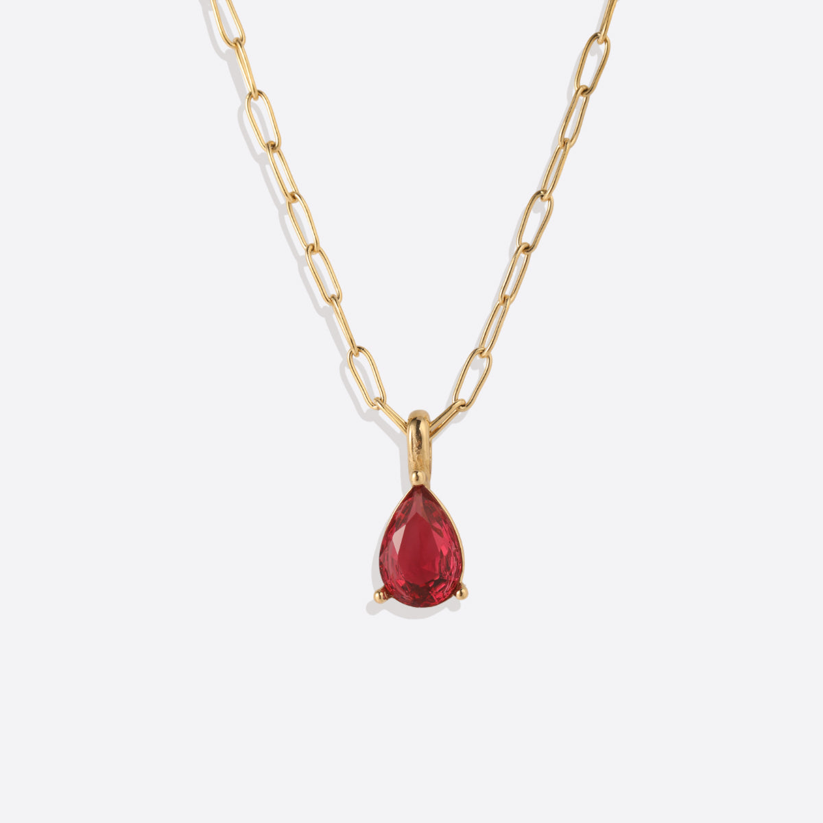 Geburtsstein-Anhänger-Halskette mit filigraner Paperclip-Kette