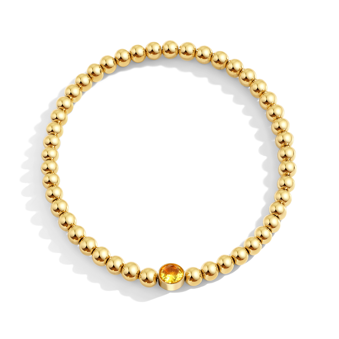 Vergoldetes Perlenarmband mit Geburtsstein