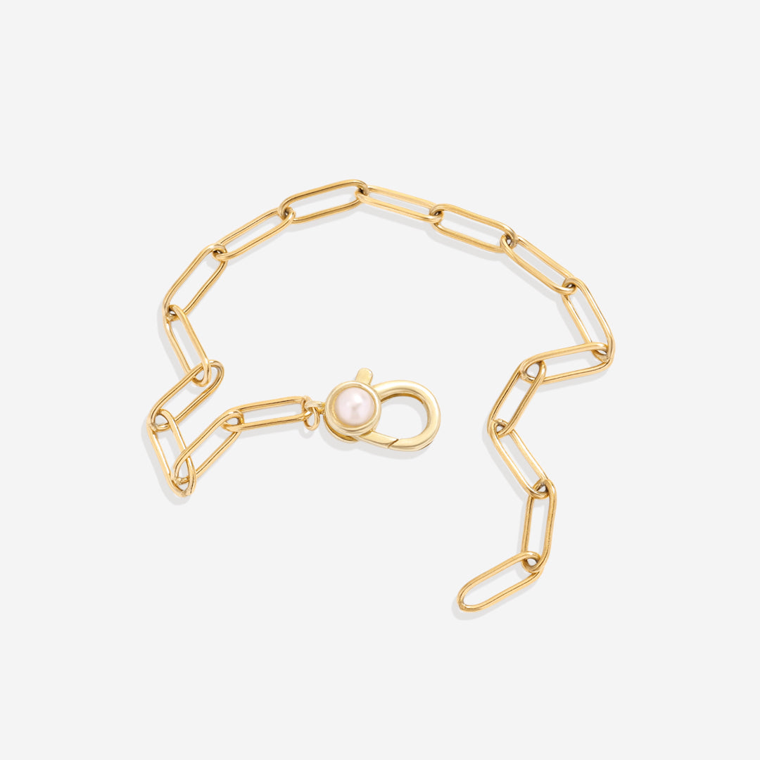 Bracciale paperclip con accento di perla