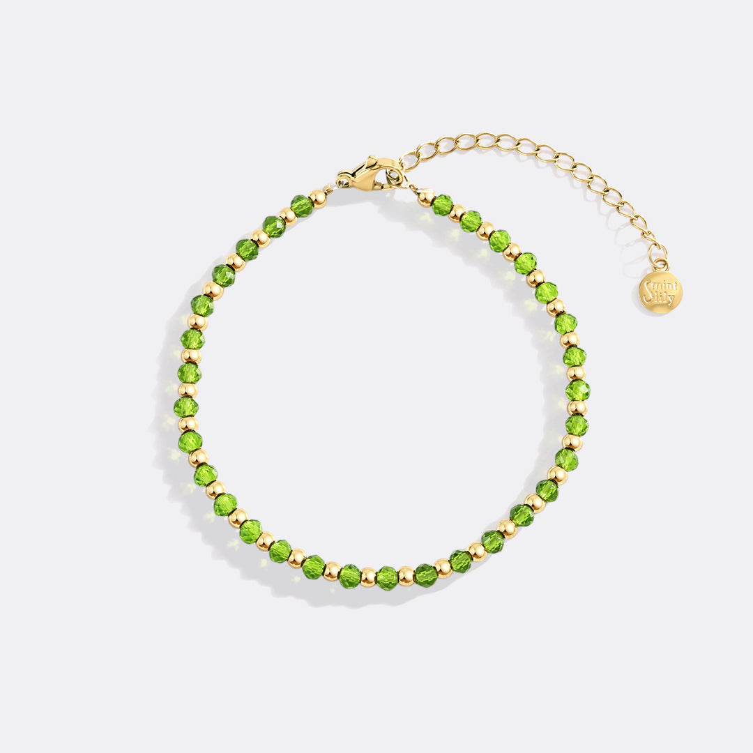 Geburtsstein- und Goldperlenarmband