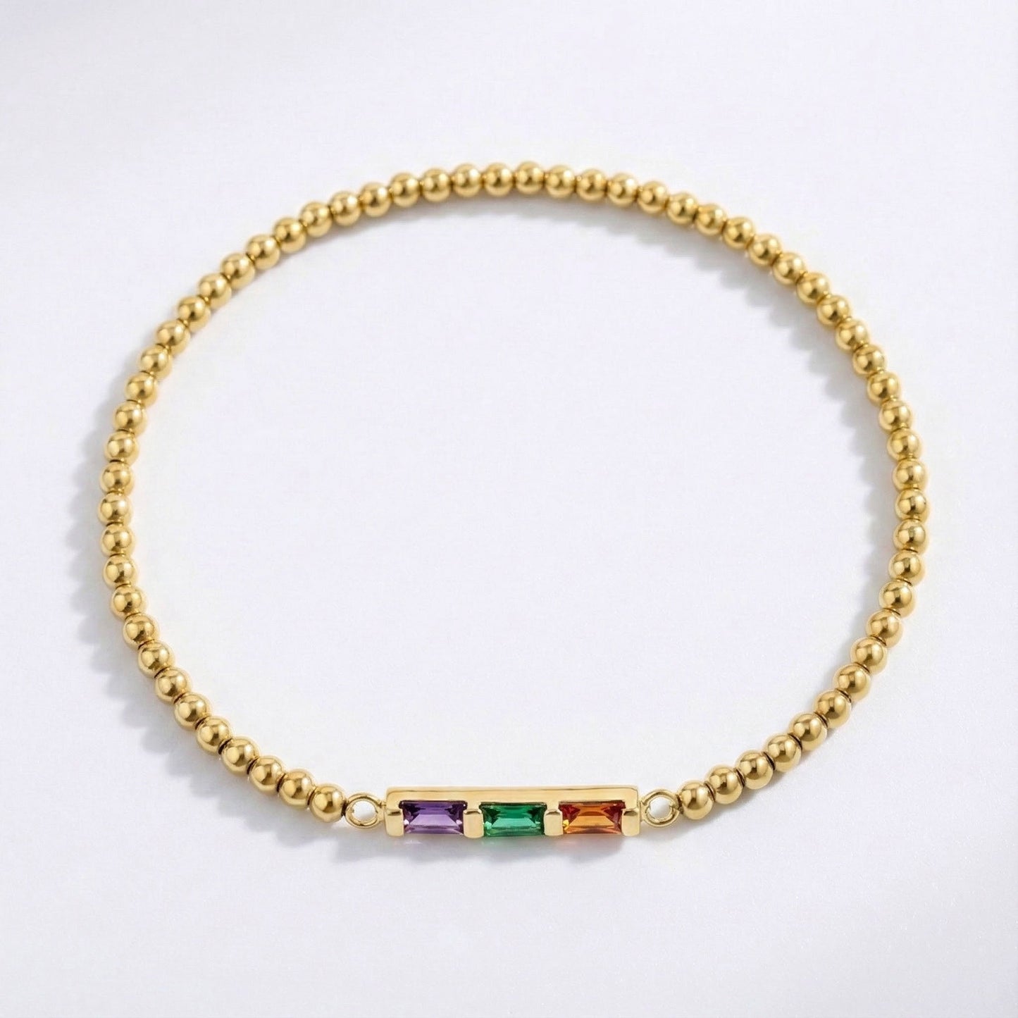 Bracciale a Perline con Pietra Portafortuna a Baguette Personalizzato