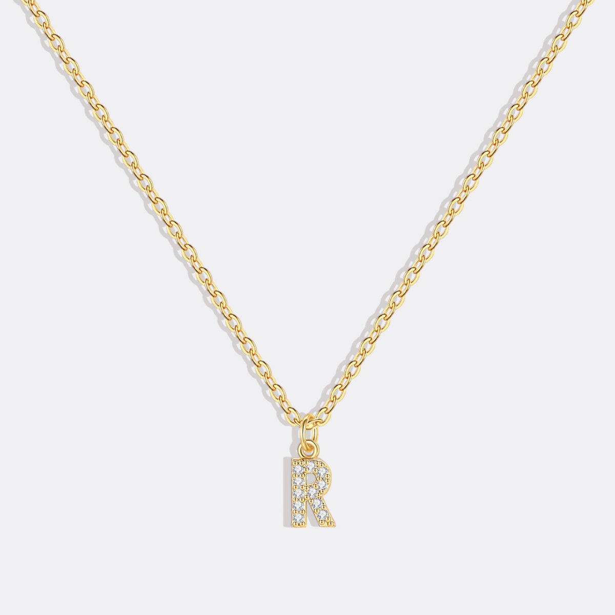 Gold Pavé Uppercase Initial Necklace