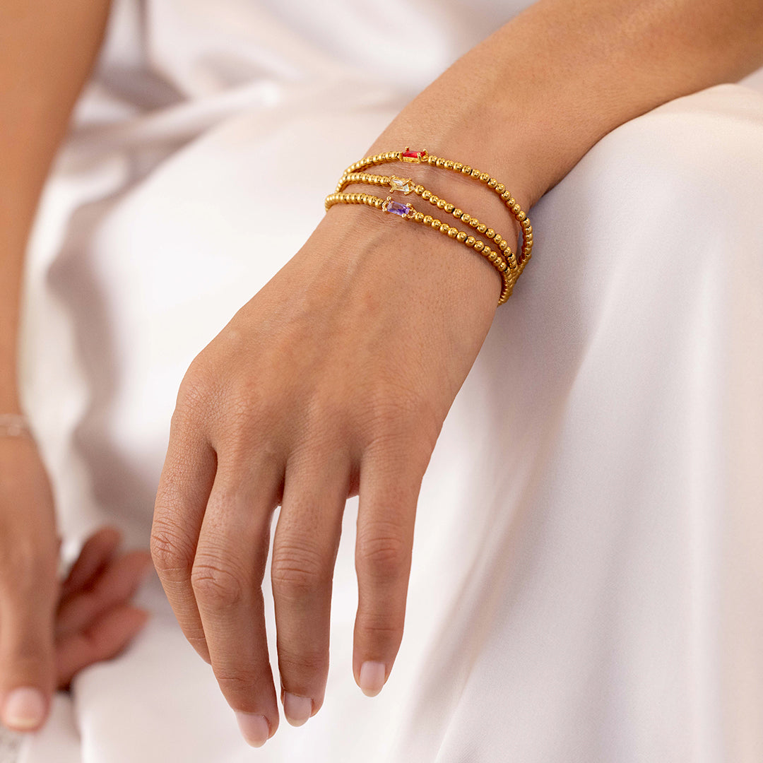 Armband aus Sterlingsilber mit Geburtssteinperlen