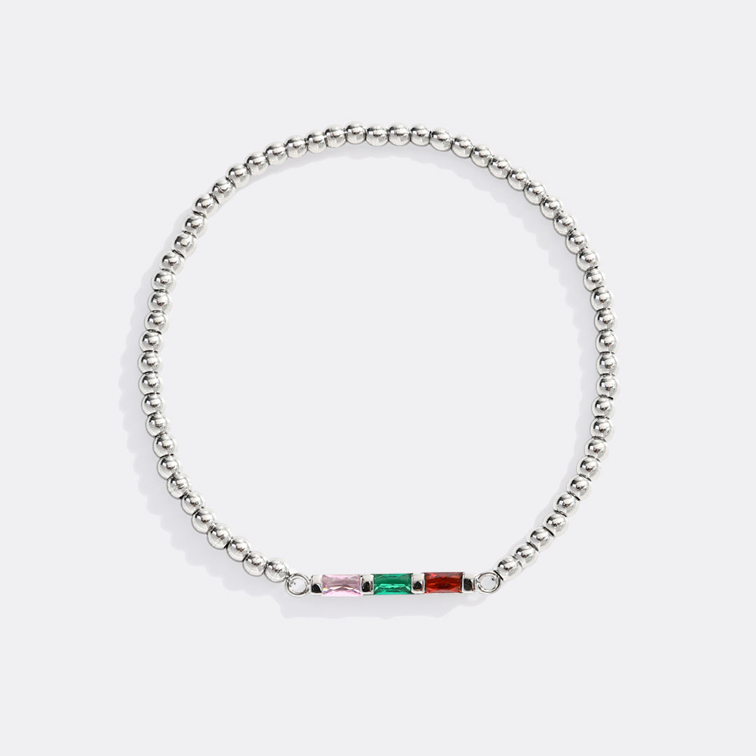 Bracciale a Perline con Pietra Portafortuna a Baguette Personalizzato