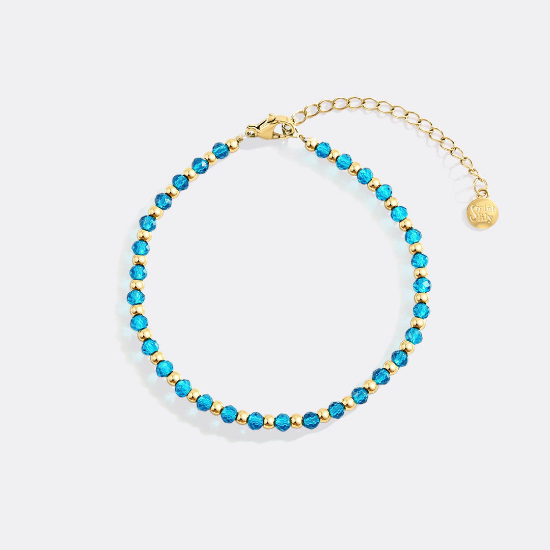 Geburtsstein- und Goldperlenarmband