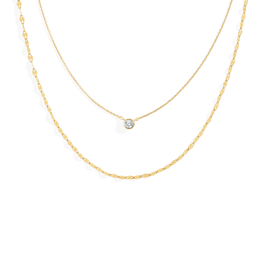 Classic Bezel Necklace and Petal Chain Set — Vanny Jewels