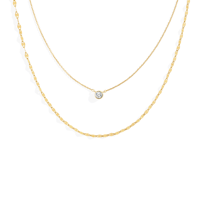 Classic Bezel Necklace and Petal Chain Set — Vanny Jewels