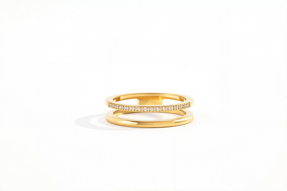 Double Band Pave Ring