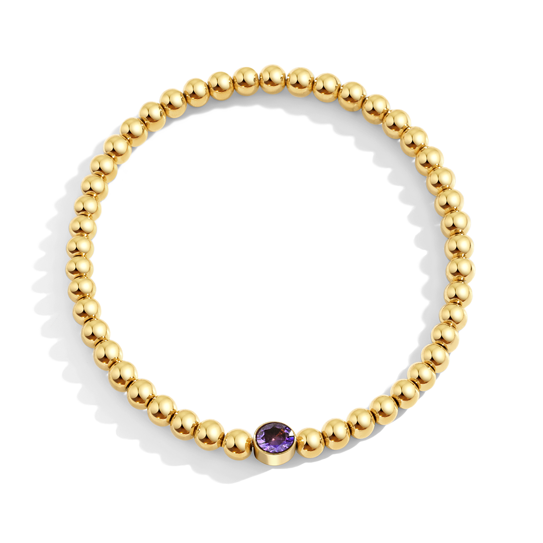 Vergoldetes Perlenarmband mit Geburtsstein