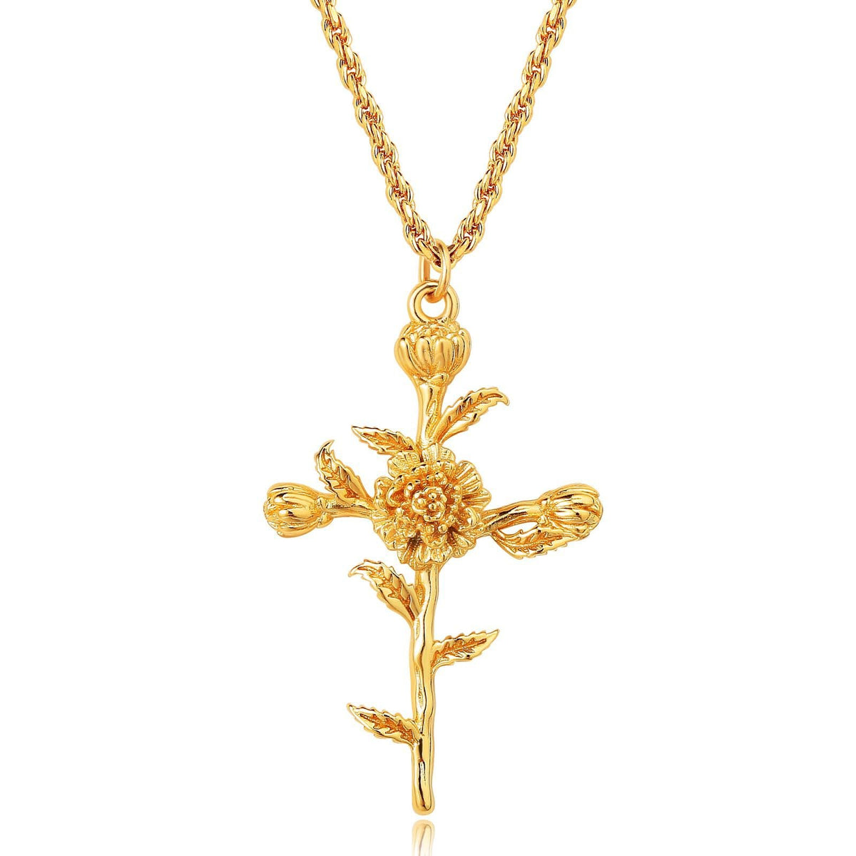 Collana con Pendente Croce Floreale