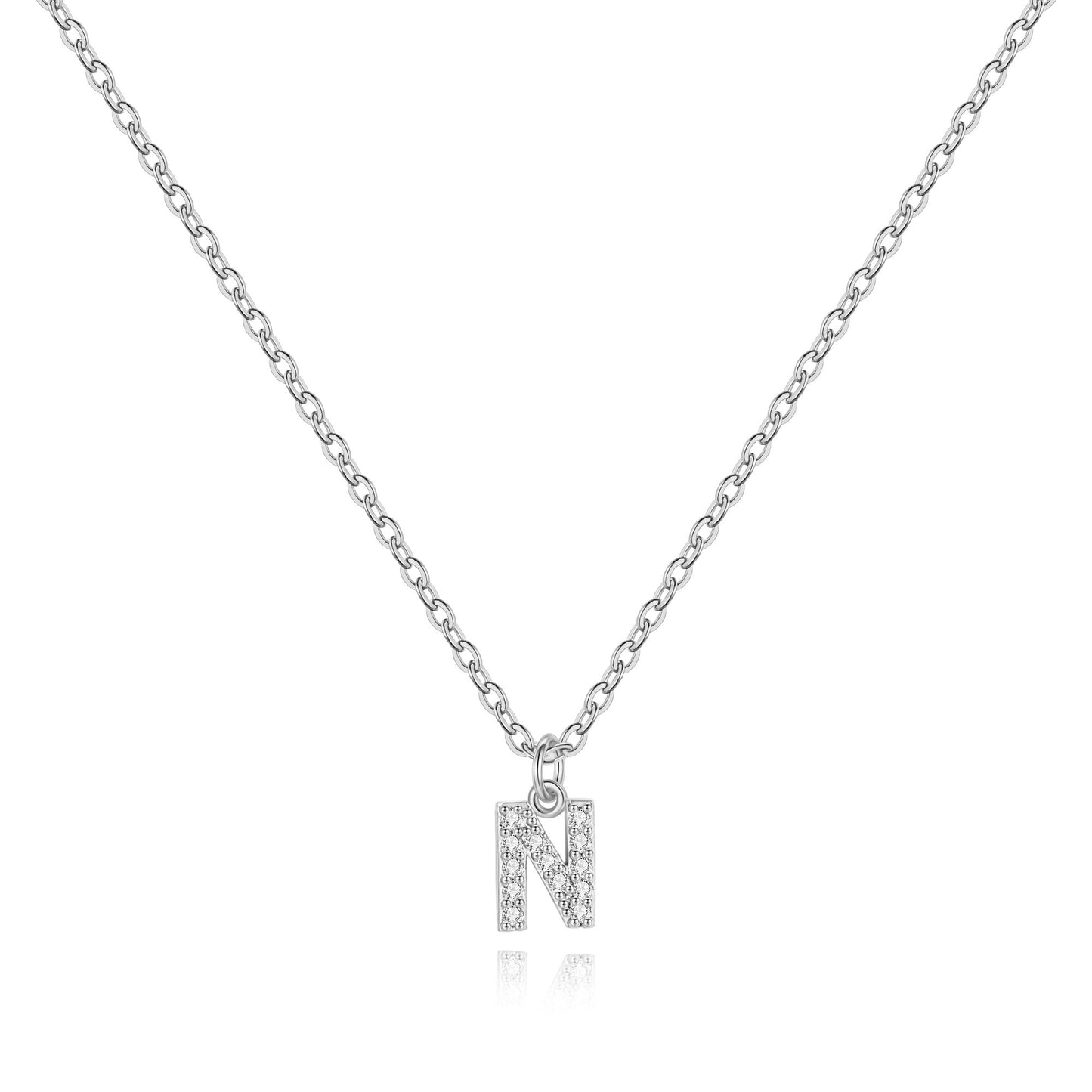 Halskette mit Initiale aus Sterlingsilber und Pavé