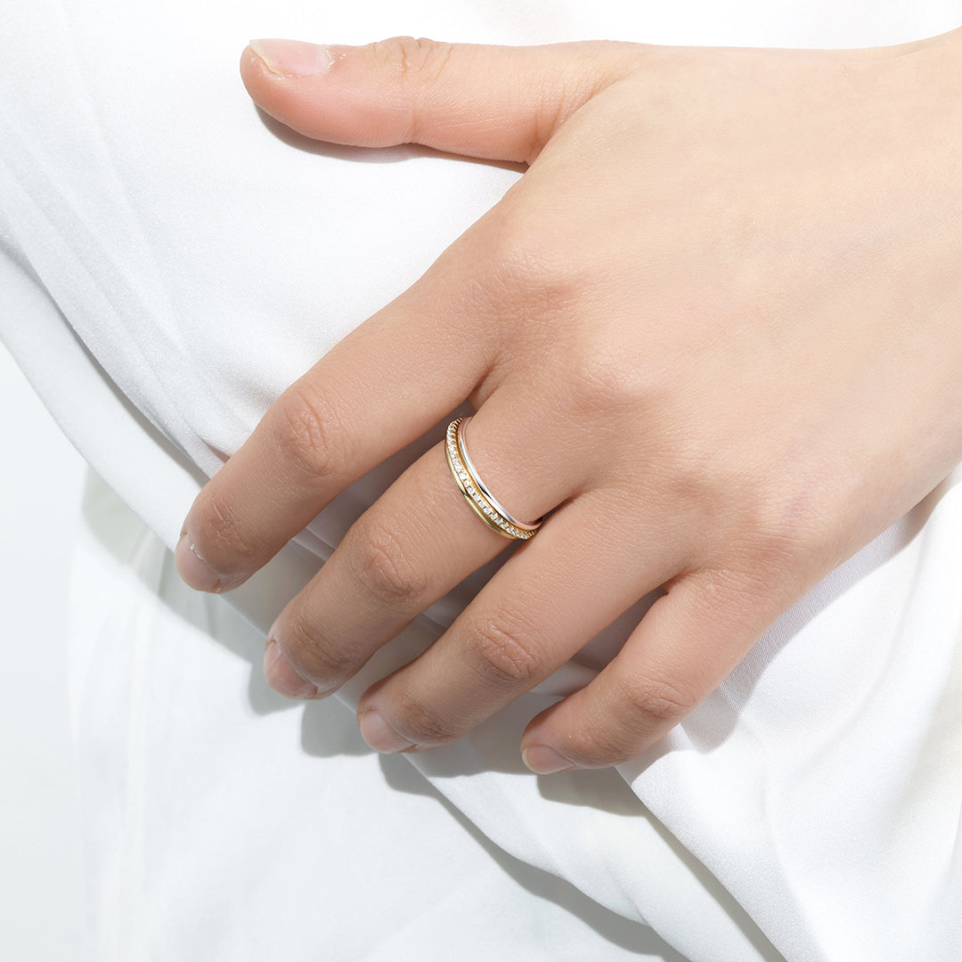 Set di anelli impilabili in oro e argento
