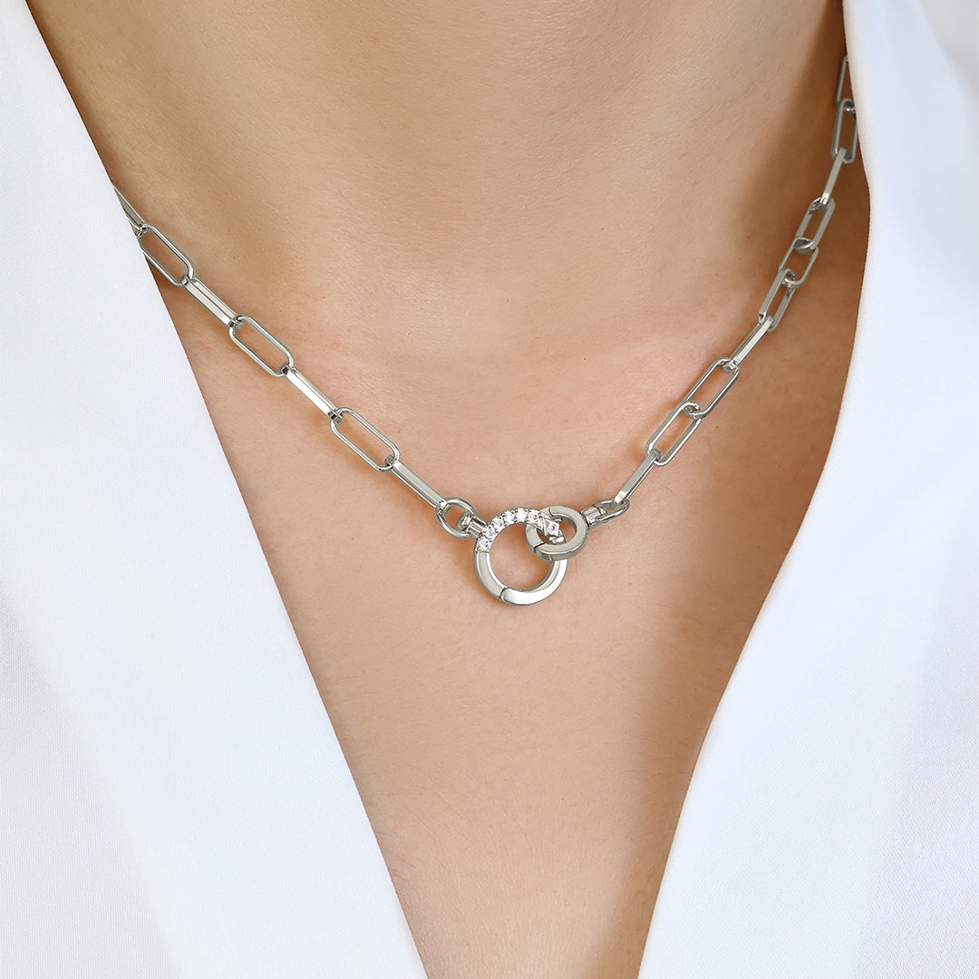 Collana con graffetta e pavé di menta