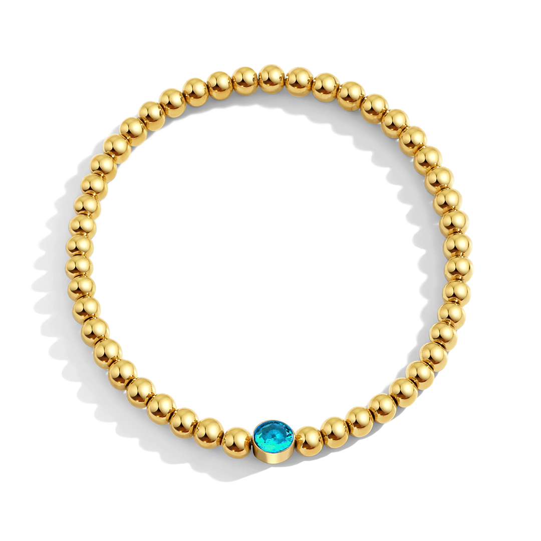 Vergoldetes Perlenarmband mit Geburtsstein