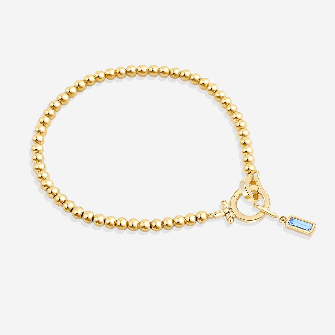 Minzfarbenes Perlen-Geburtsstein-Charm-Armband