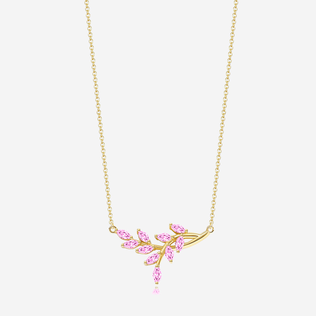 Collana pendente a foglia con pietra portafortuna