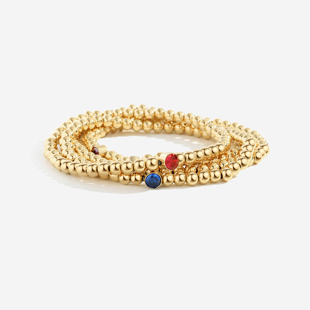 Vergoldetes Perlenarmband mit Geburtsstein