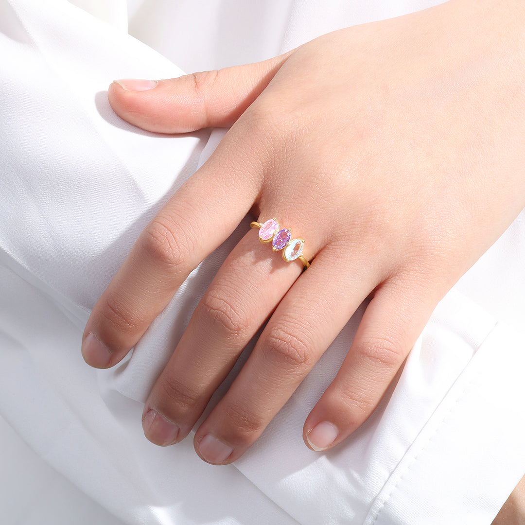 Geburtsstein-Ring im Marquise-Schliff