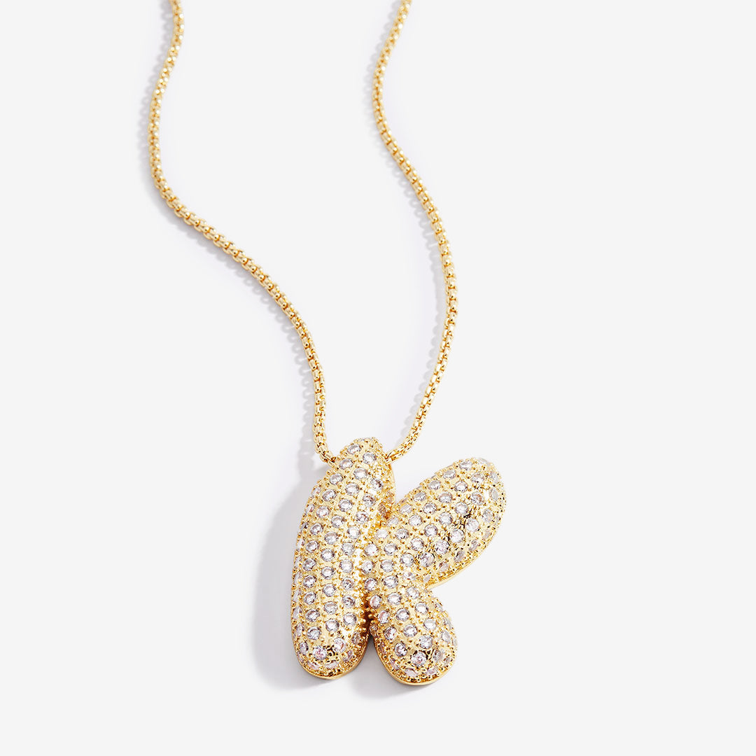 Pave Bubble Initial Necklace