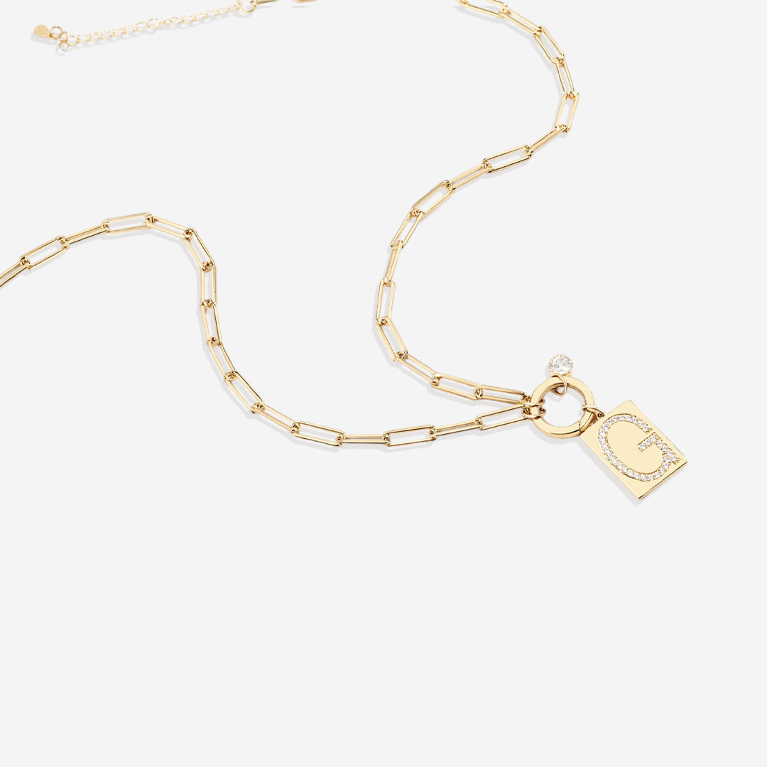 Goldhalskette mit Initiale und Panzerkette