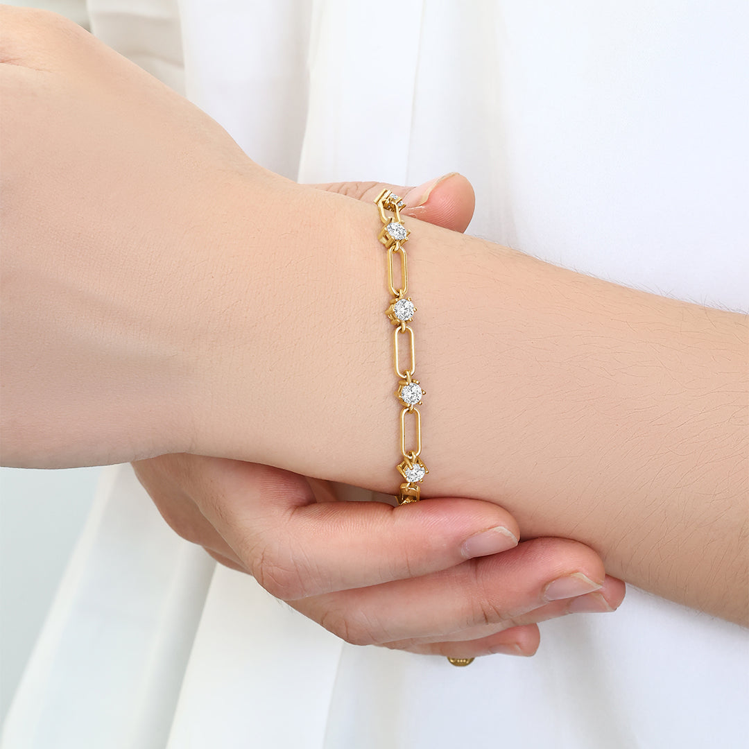 Bracciale a Graffetta con Dettagli in Pietre Preziose