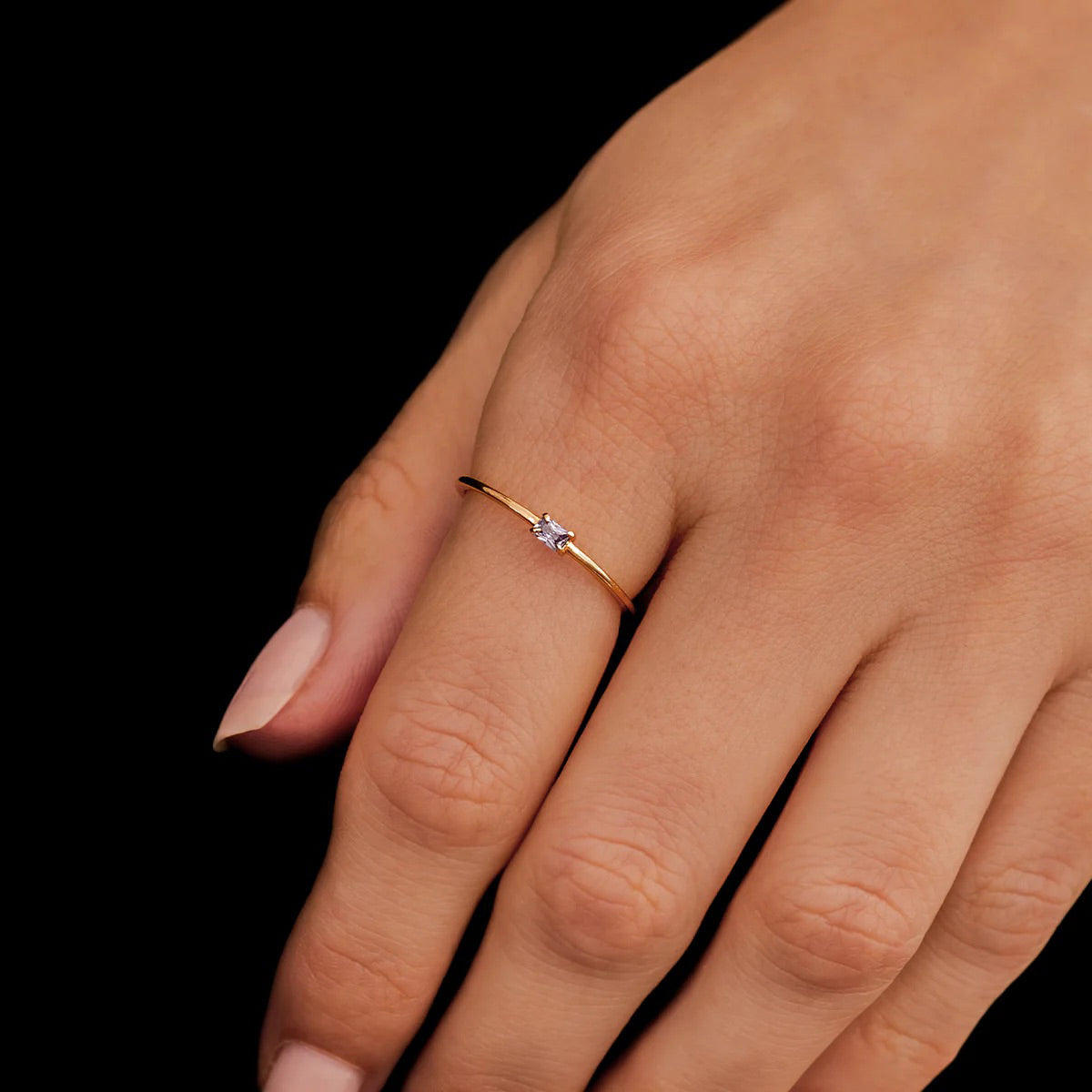 Diamant zierlicher Baguette-Stapelring