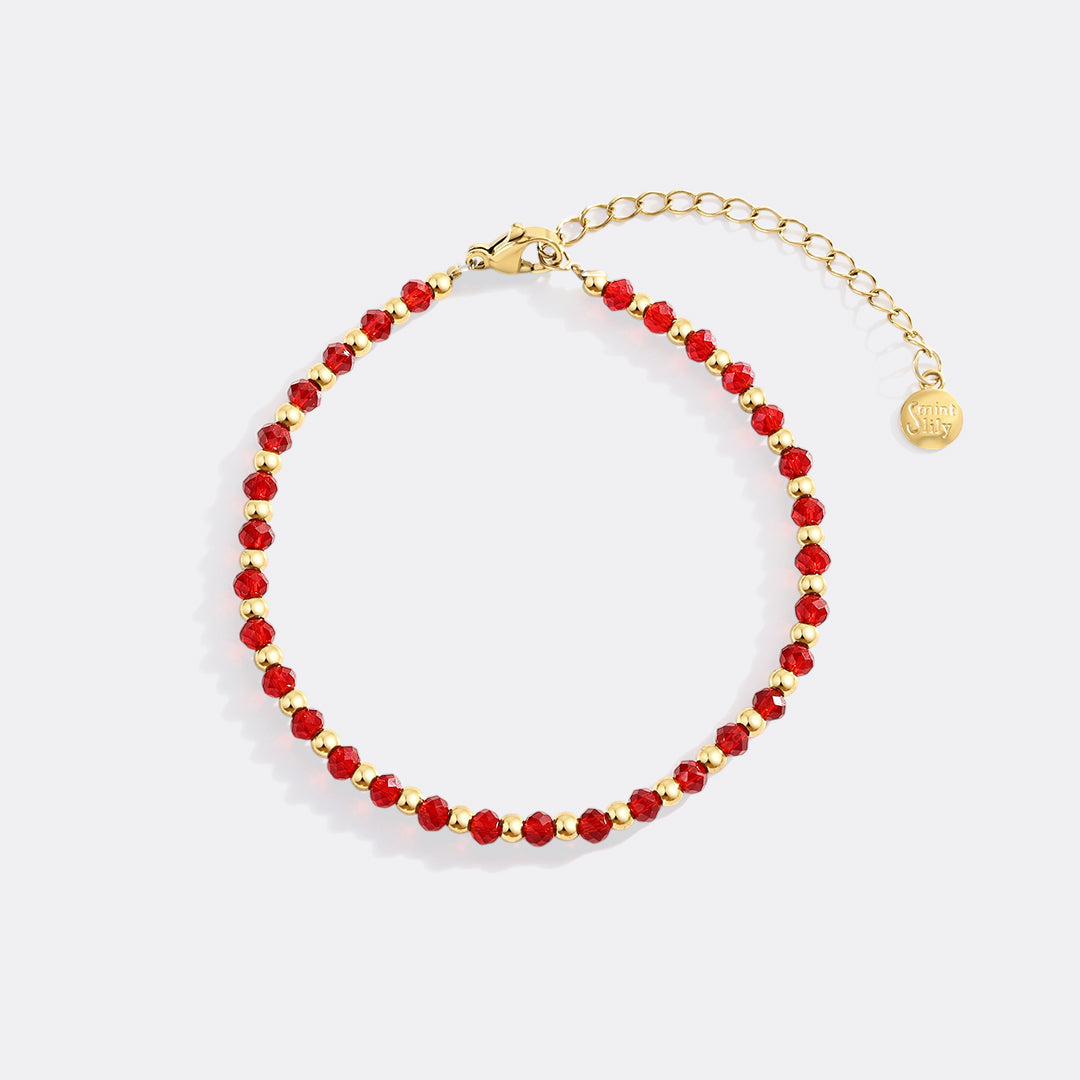 Geburtsstein- und Goldperlenarmband