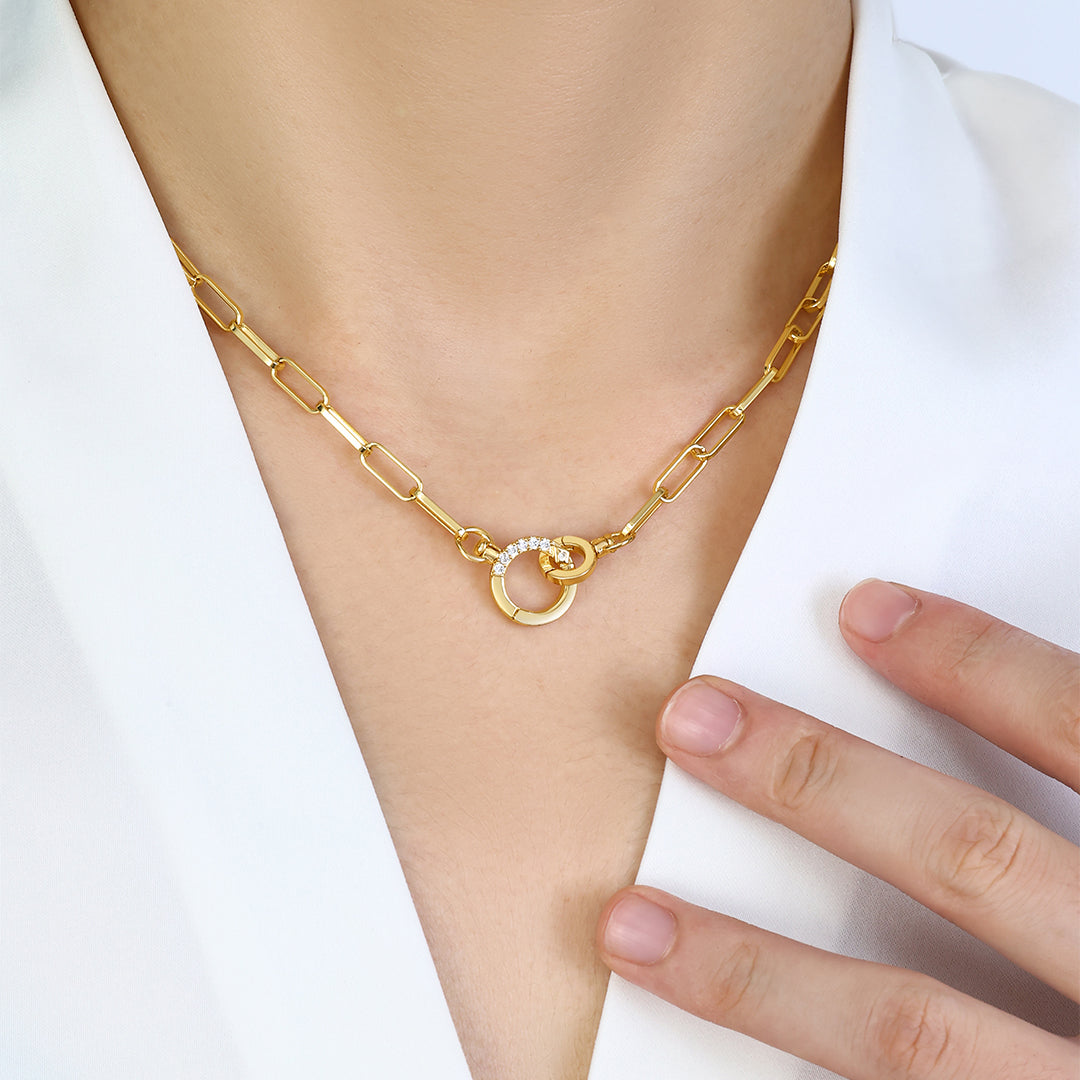 Collana con graffetta e pavé di menta