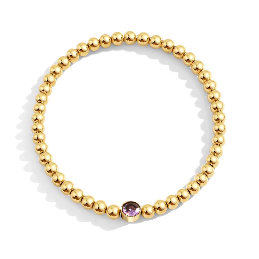 Vergoldetes Perlenarmband mit Geburtsstein