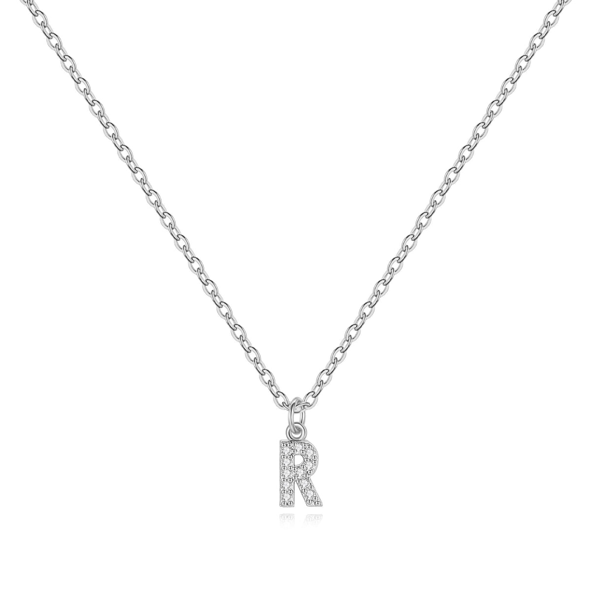 Halskette mit Initiale aus Sterlingsilber und Pavé