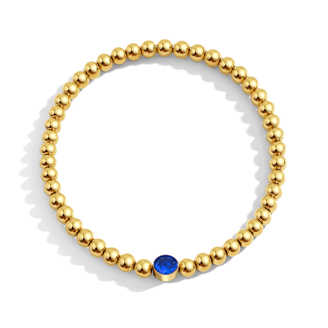 Vergoldetes Perlenarmband mit Geburtsstein