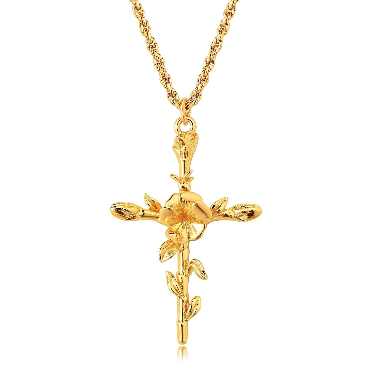 Collana con Pendente Croce Floreale