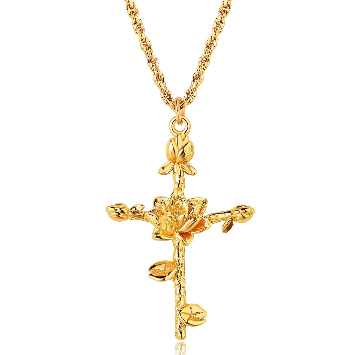 Collana con Pendente Croce Floreale