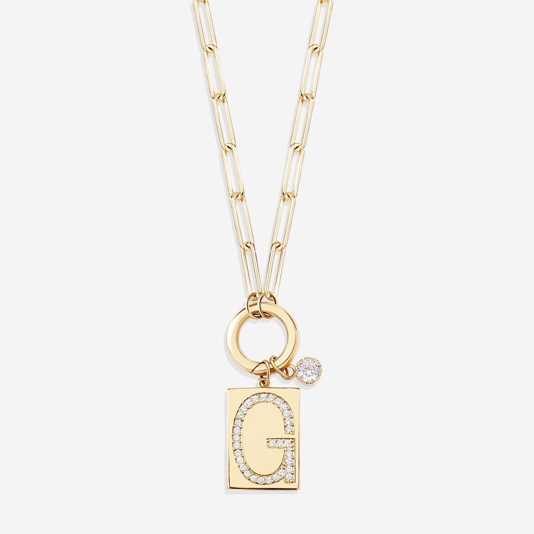 Goldhalskette mit Initiale und Panzerkette