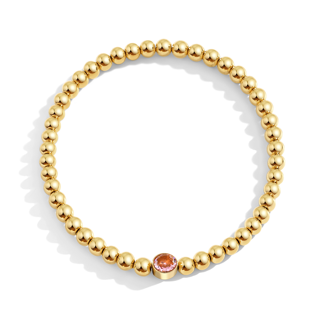 Vergoldetes Perlenarmband mit Geburtsstein