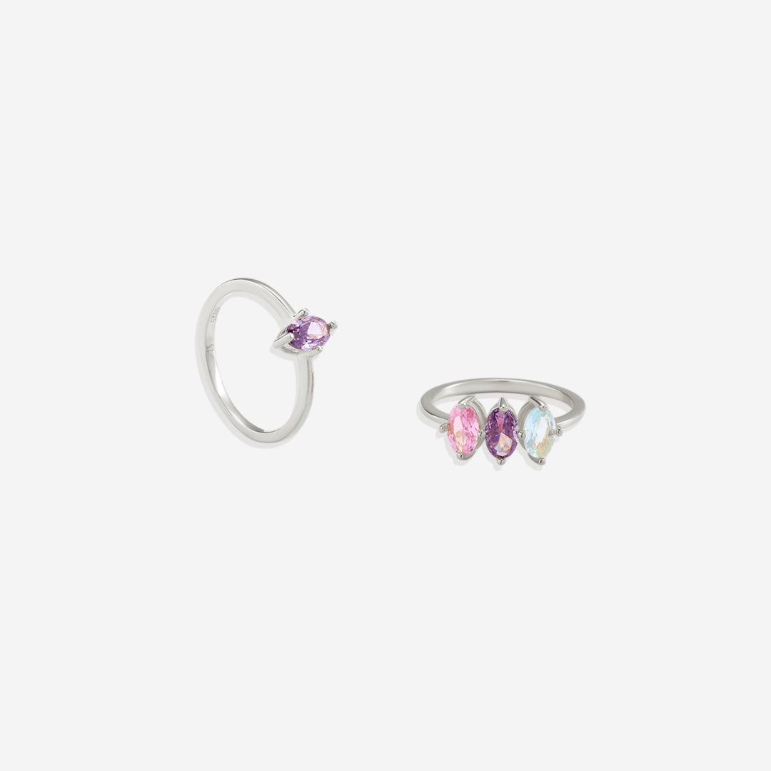 Geburtsstein-Ring im Marquise-Schliff